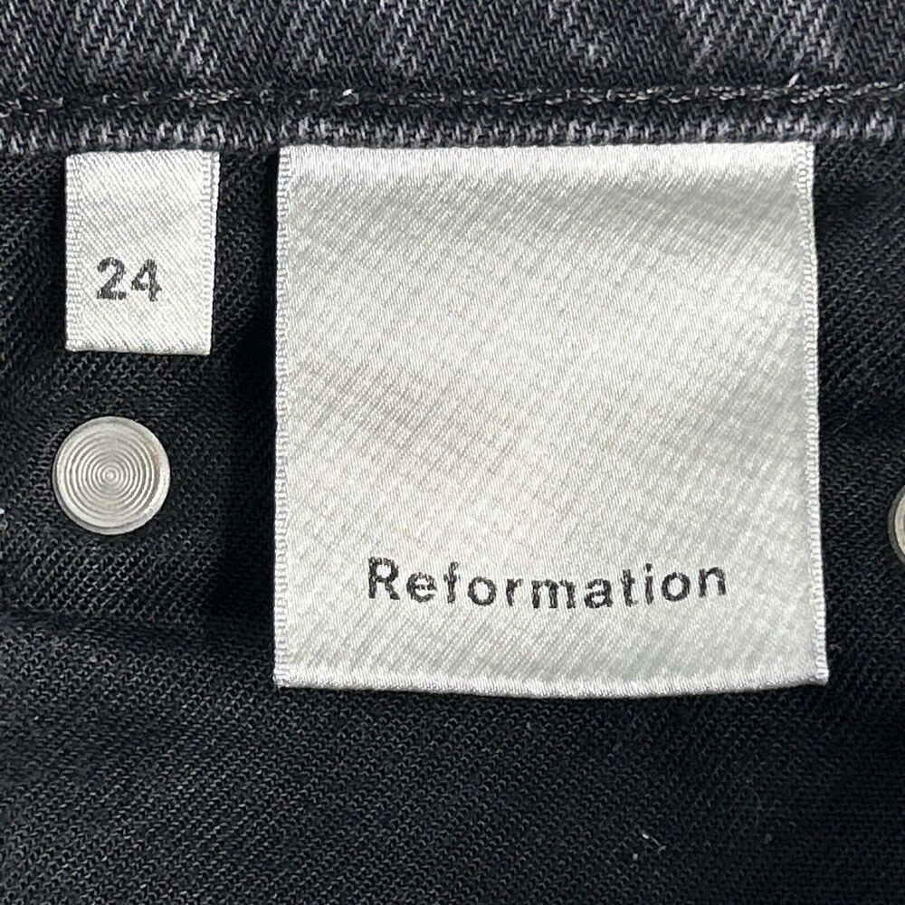 Reformation Women's Size 24 Skinny French Jean High Rise Button Fly Charcoal - Picture 7 of 9